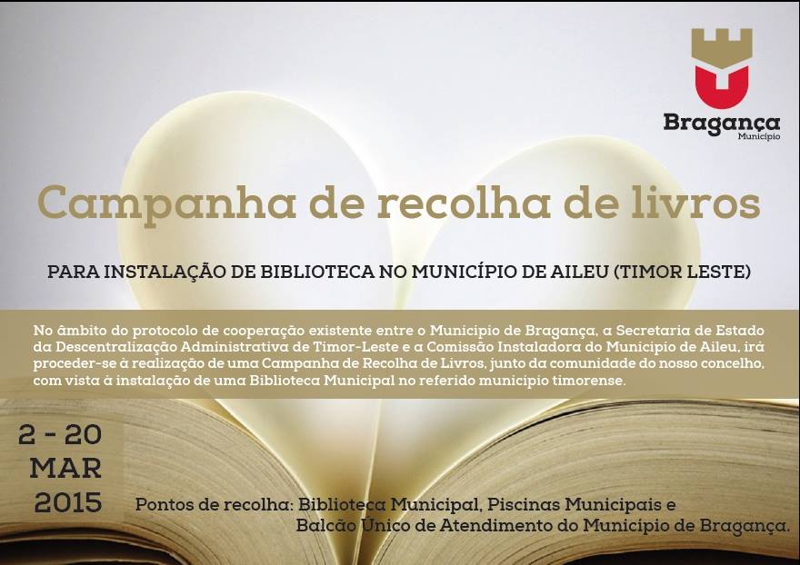 Município de Bragança promove campanha de recolha de livros para enviar para Timor