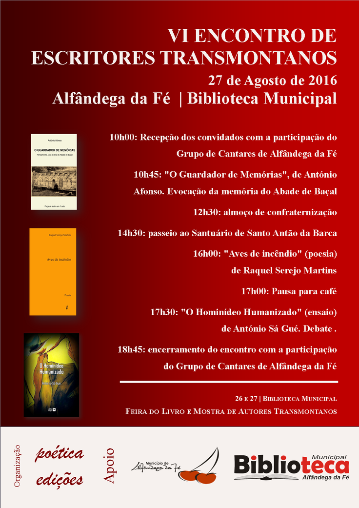 VI Encontro de Escritores Transmontanos este sábado em Alfândega