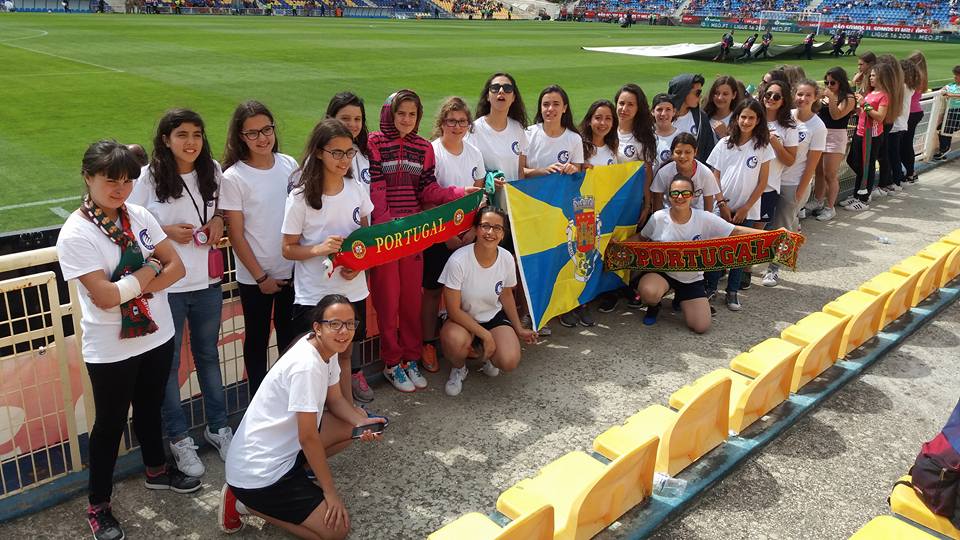 Jogadoras brigantinas na Festa do Futebol Feminino no Jamor