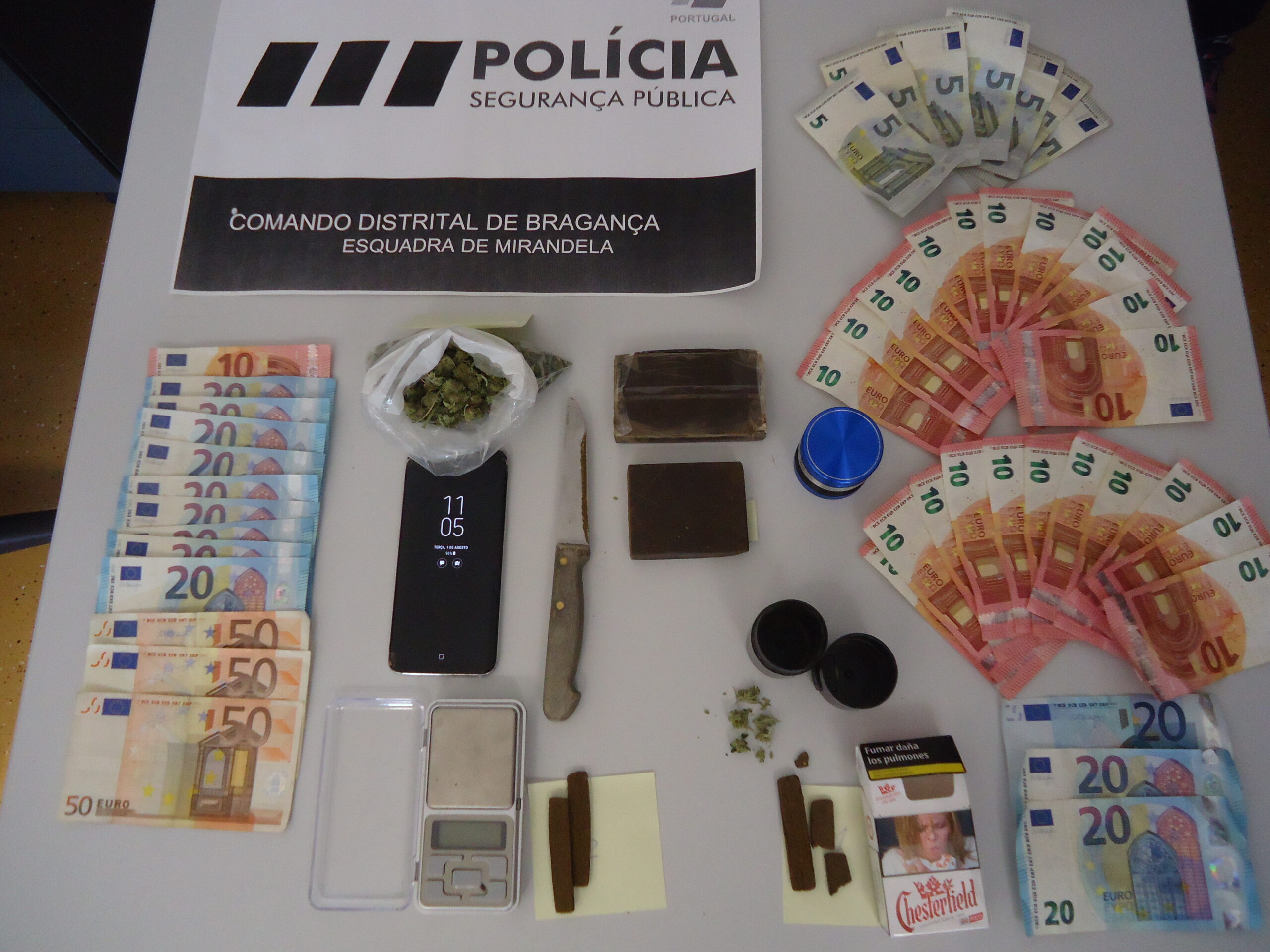 PSP de Mirandela deteve jovem de 19 anos com 855 doses de haxixe