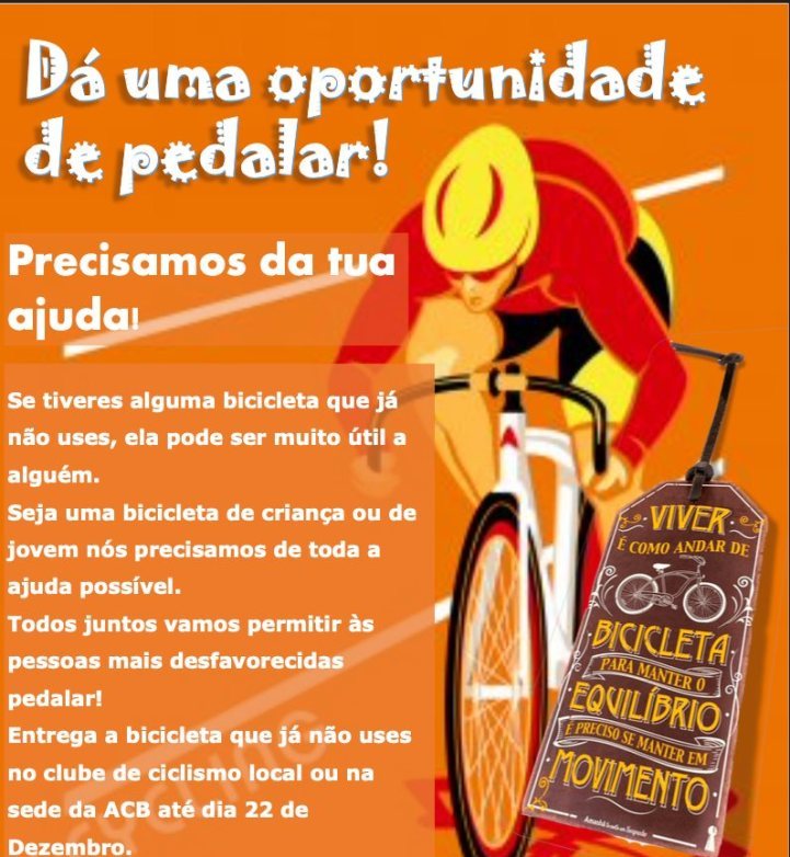 Ciclismo: ACB promove campanha “Dá uma oportunidade de pedalar!” em parceria com a Rádio Brigantia