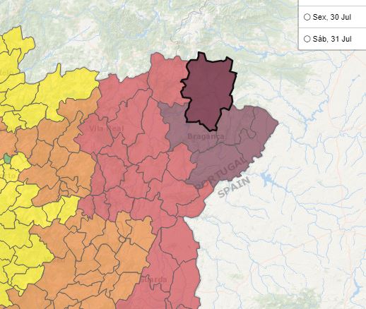 Cinco concelhos em risco máximo de incêndio rural