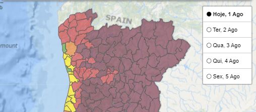 Distrito em alerta vermelho devido ao risco máximo de incêndio