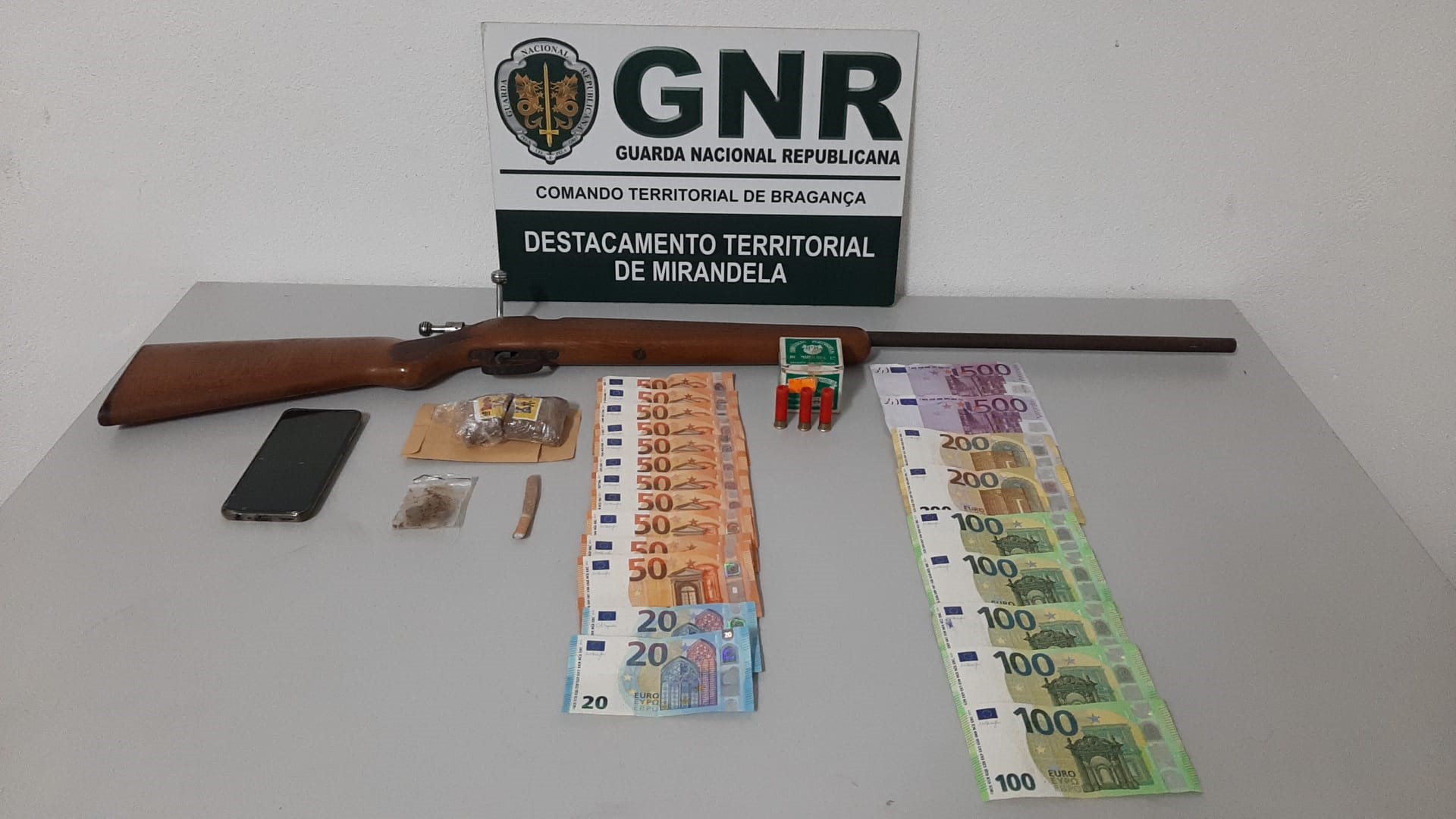 GNR de Mirandela deteve dois homens por tráfico de droga e posse ilegal de arma