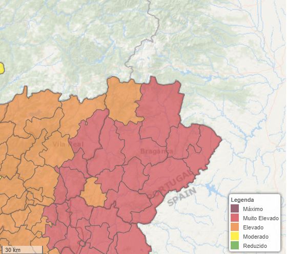 10 concelhos do distrito em risco muito elevado de incêndio