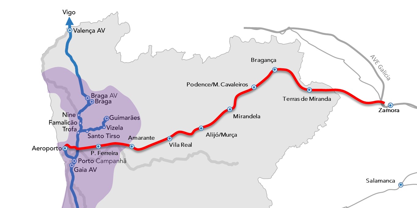 Governo não incluiu a ligação de alta velocidade Porto-Bragança-Madrid no mapa ferroviário da rede transeuropeia