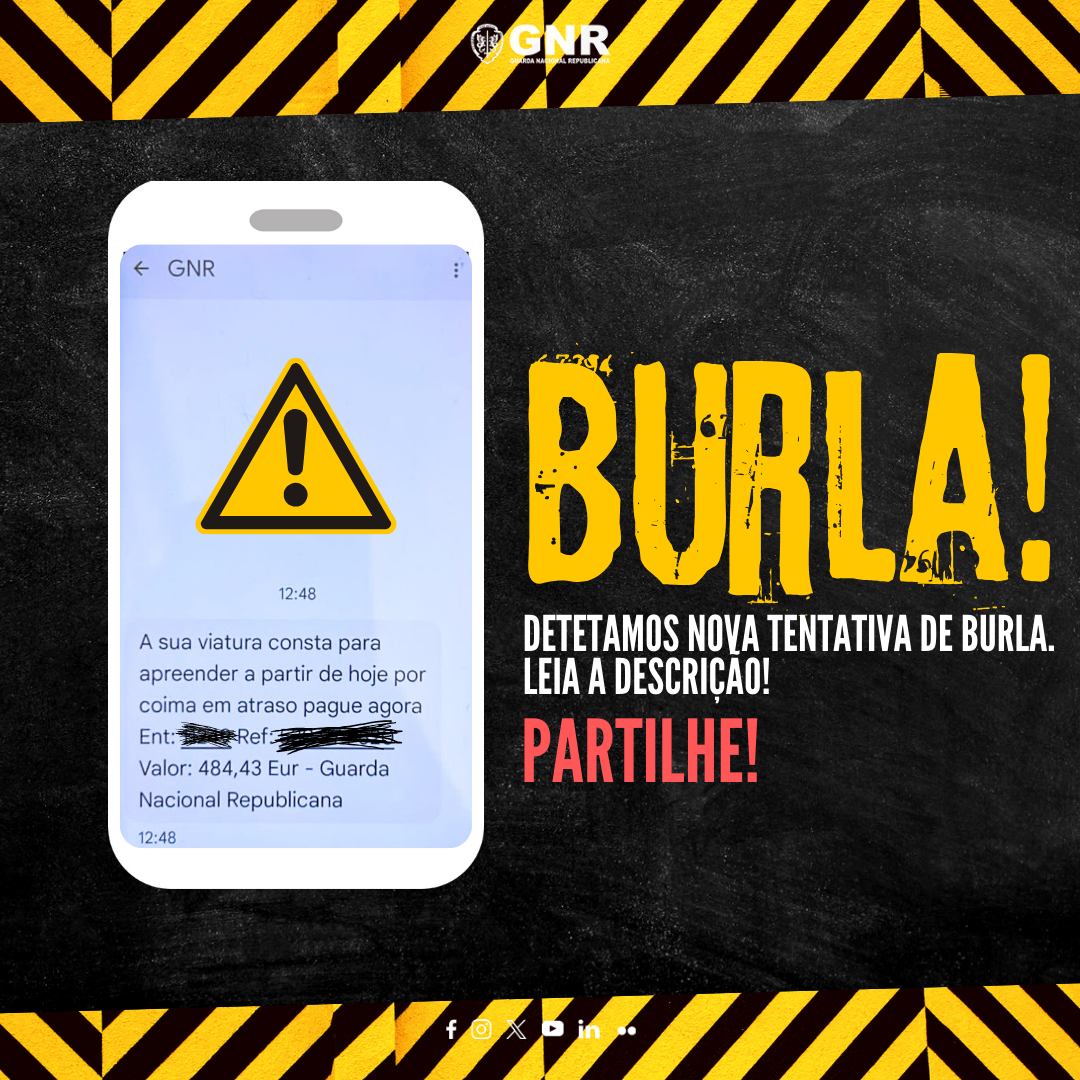 Burla: fazem-se passar pela GNR e mandam mensagem a cobrar pagamento