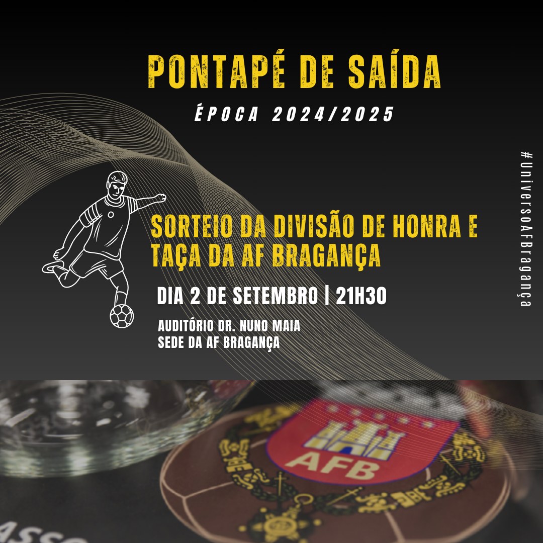 Futebol: Sorteio do calendário da Divisão de Honra e da Taça Distrital da Associação de Futebol de Bragança com hora definida