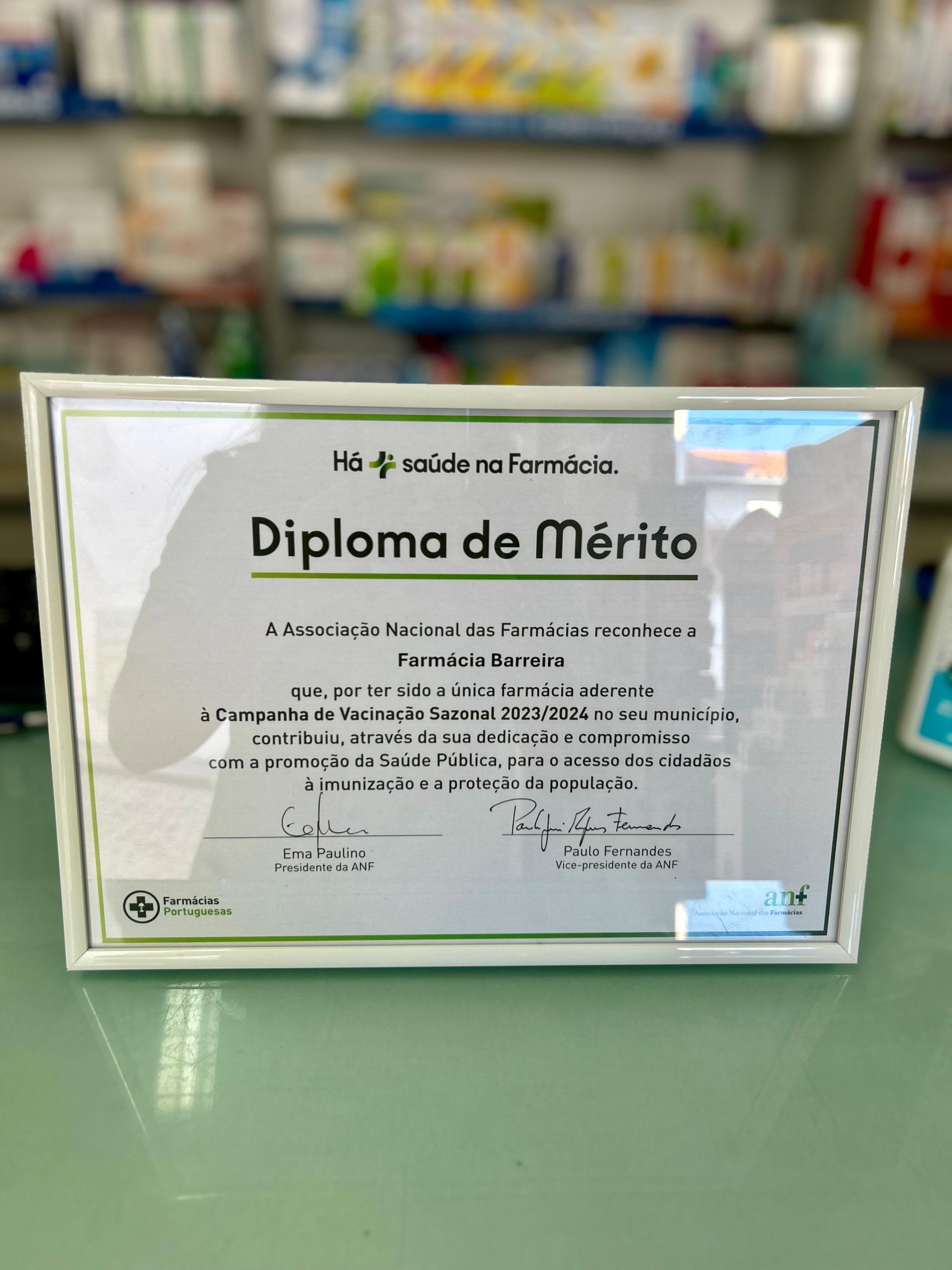 Farmácia de Vimioso distinguida com diploma de mérito pela Associação Nacional de Farmácias