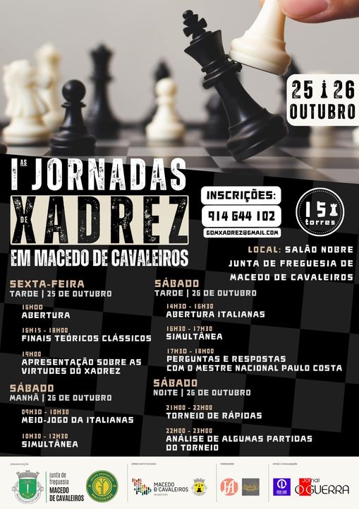 Xadrez: I Edição de Jornadas de Xadrez em Macedo de Cavaleiros vai contar com a presença do Mestre Nacional Paulo Costa