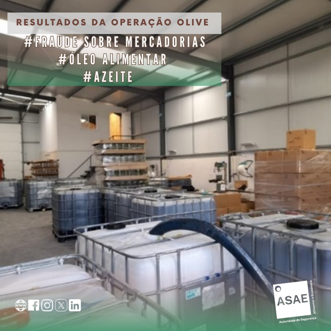 Mais de 16 mil litros de óleo alimentar que iriam ser comercializados como azeite foram apreendidos pela ASAE