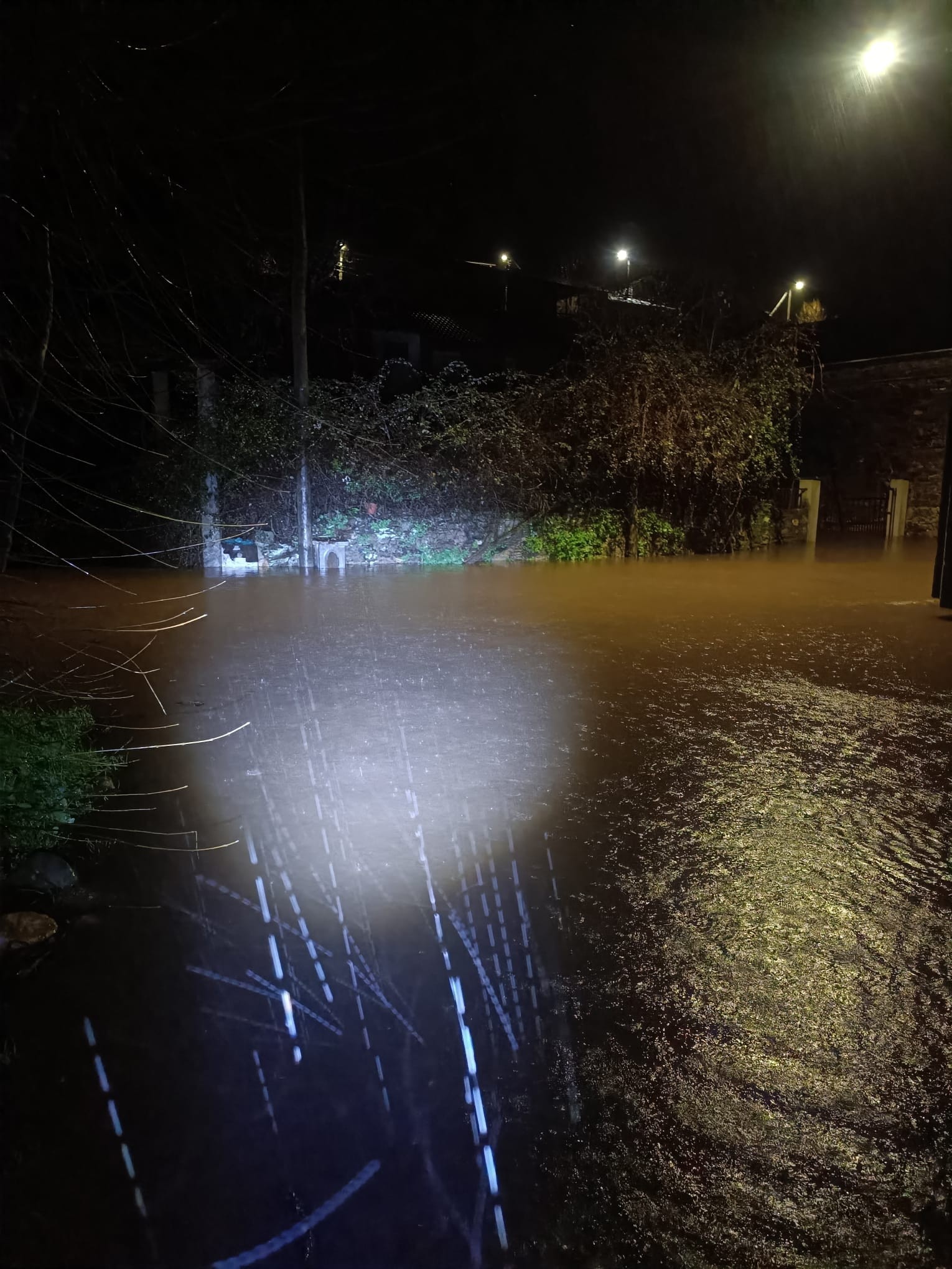 Chuva fez caudal do rio transbordar e inundar rua e casas na Aveleda