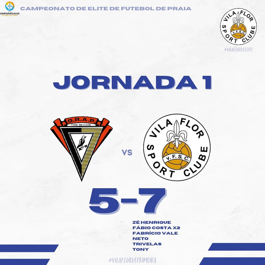 Vila Flor SC estreia 1ª jornada da 1ª Fase do Campeonato de Elite de Futebol de Praia a ganhar