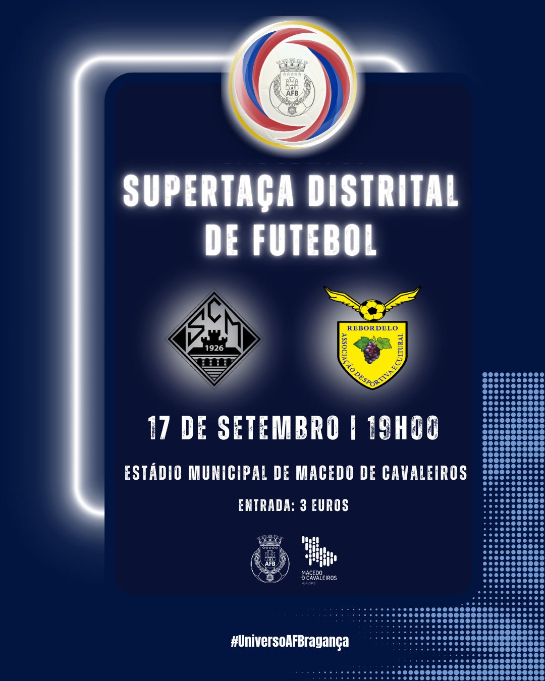 Futebol: Supertaça Distrital marcada para o dia 17 de setembro em Macedo de Cavaleiros